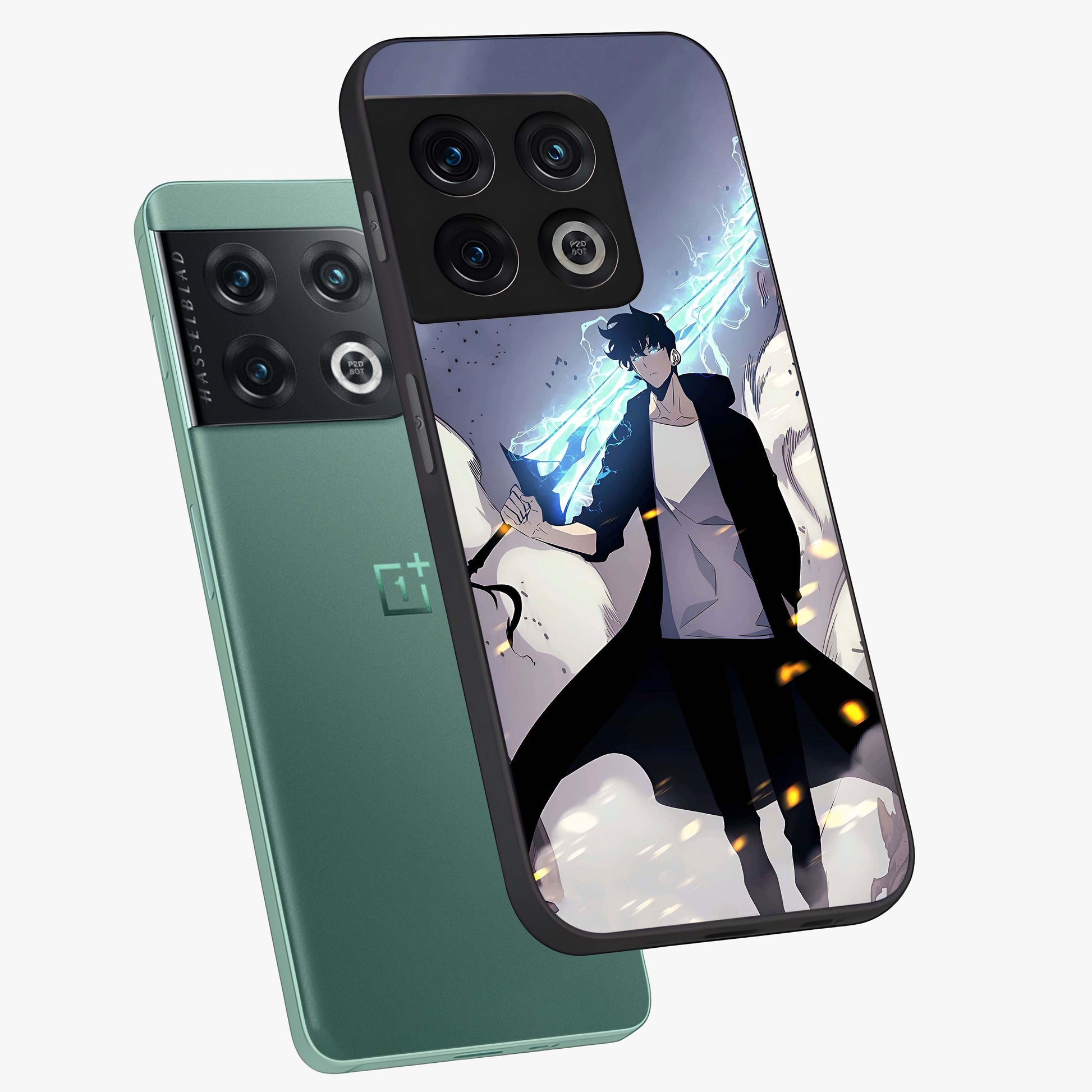 Dark Lightning Anime Warrior Glass Case displayed in angled mockup highlighting powerful lightning themed anime illustration.