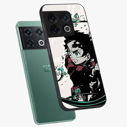 Demon Slayer Glass Case displayed in angled mockup highlighting dramatic anime character design with action aesthetic.