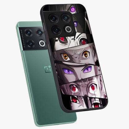Eyes of Destiny Glass Case displayed in angled mockup highlighting bold eye illustration with mystical aesthetic style.