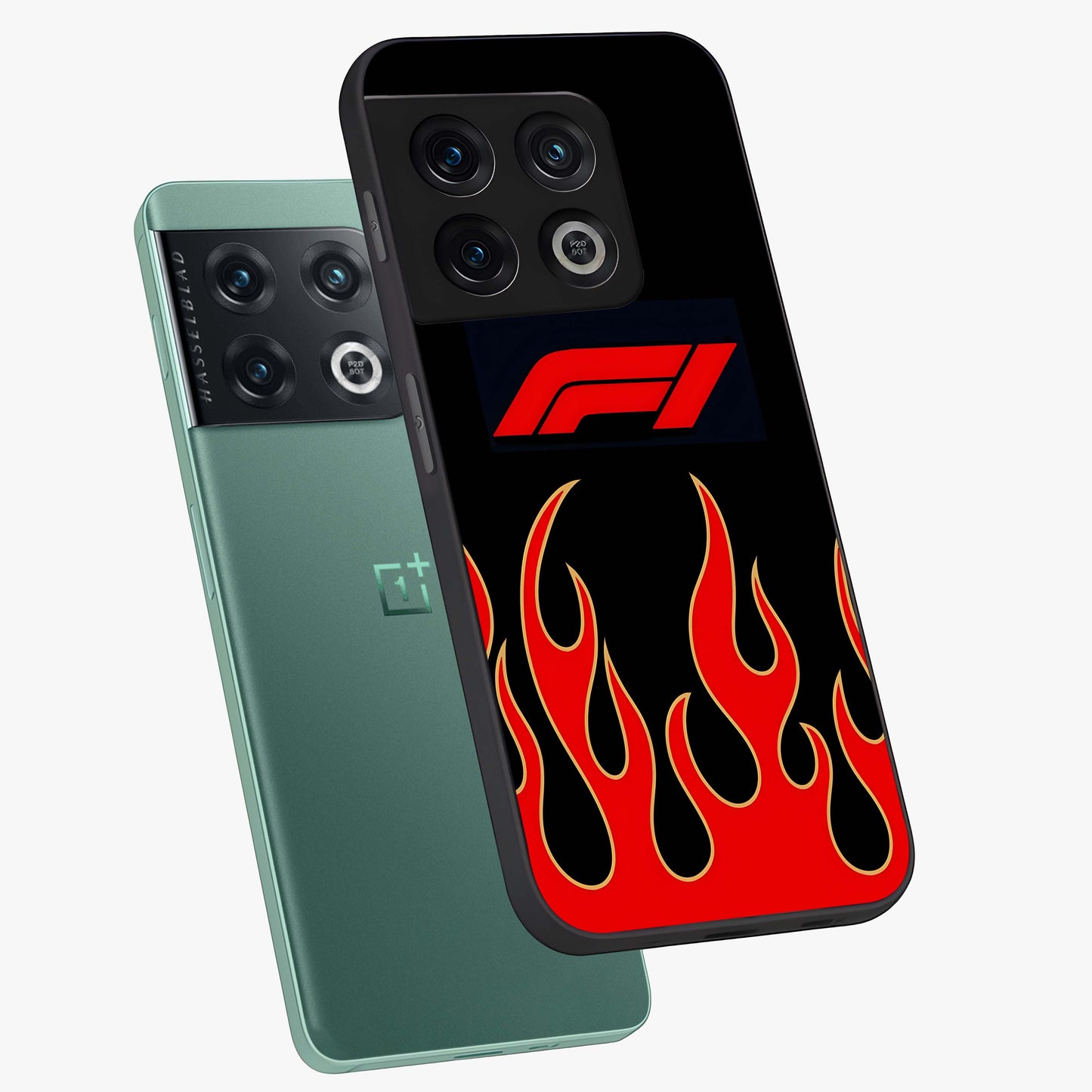 Fire F11 Glass Case displayed in angled mockup highlighting bold fire inspired graphic with energetic aesthetic style.