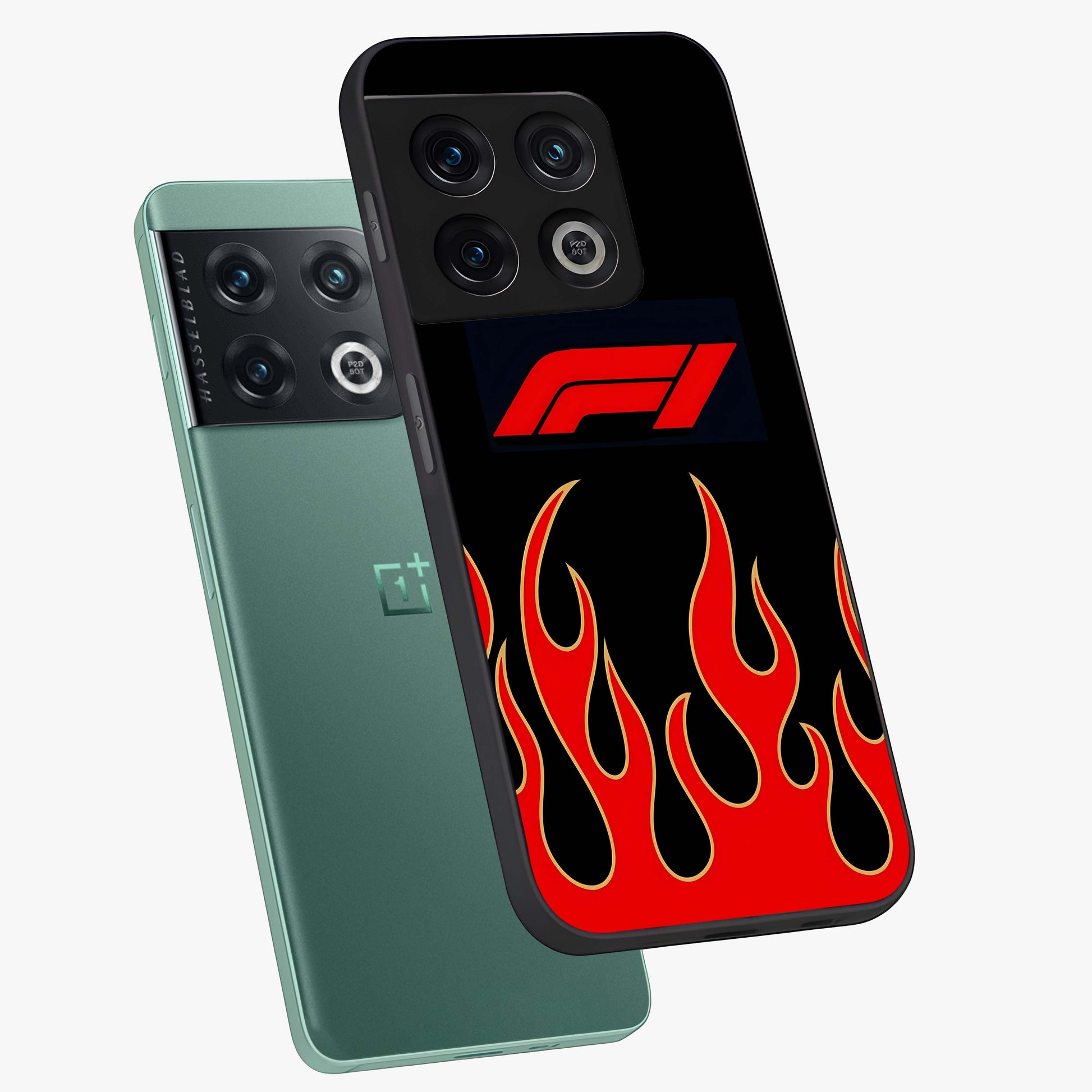 Fire F11 Glass Case displayed in angled mockup highlighting bold fire inspired graphic with energetic aesthetic style.
