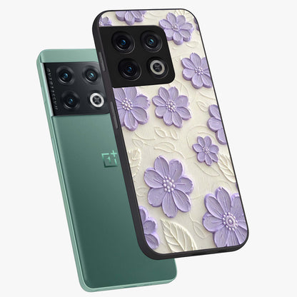 Floral Wall Art With Purple Flowers Glass Case displayed in angled mockup highlighting vibrant purple floral illustration with artistic aesthetic.
