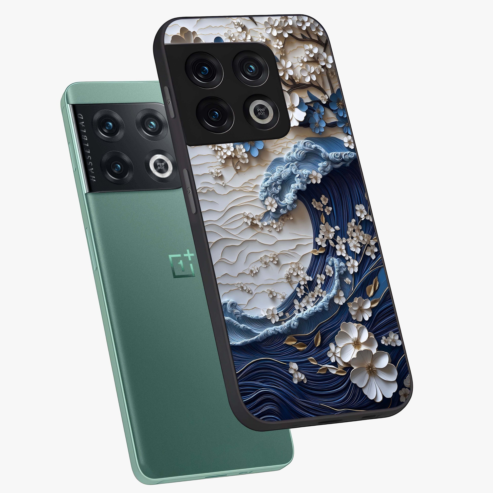 Floral Wave Origami Glass Case displayed in angled mockup highlighting geometric origami flower design with modern aesthetic style.