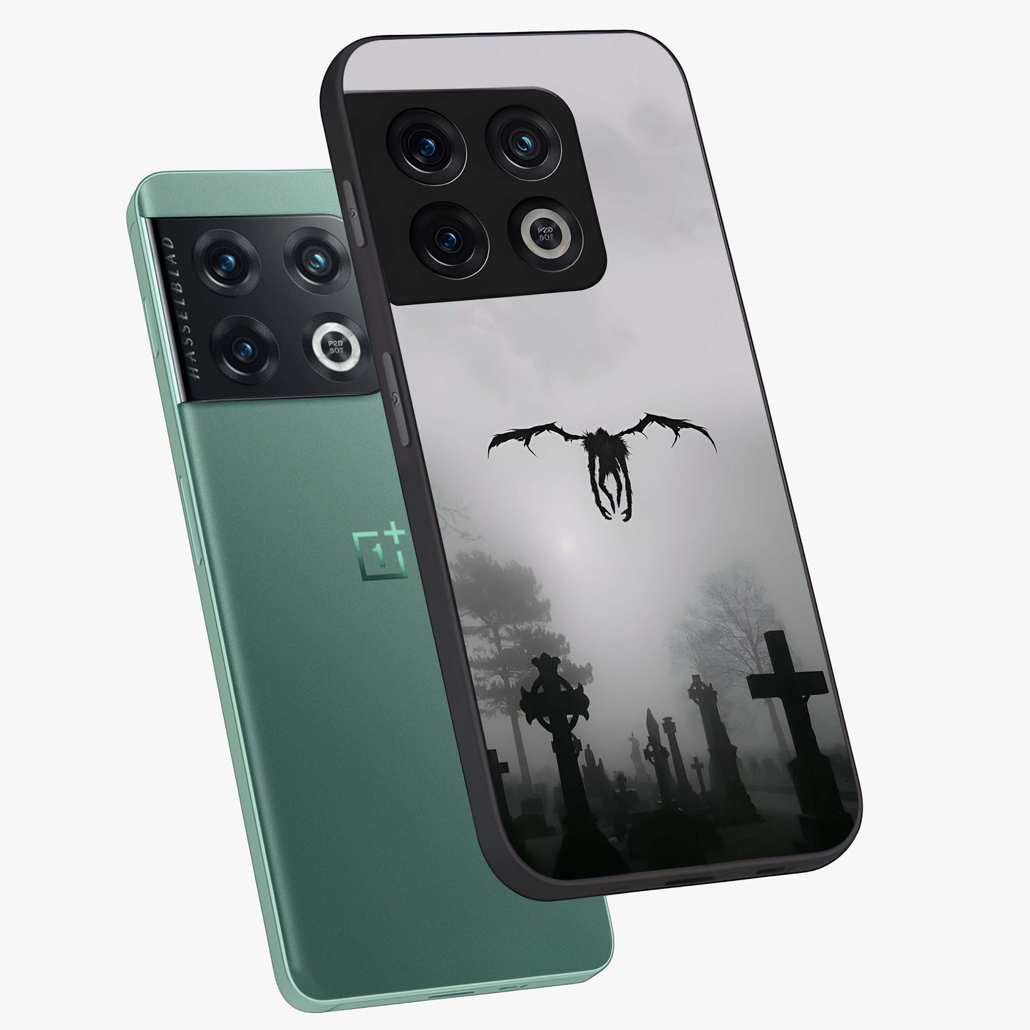 Graveyard Shadow Descent Glass Case displayed in angled mockup highlighting eerie shadow illustration with gothic aesthetic.