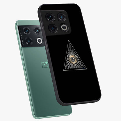Illuminati Evil Glass Case displayed in angled mockup highlighting dark occult inspired design with bold aesthetic style.