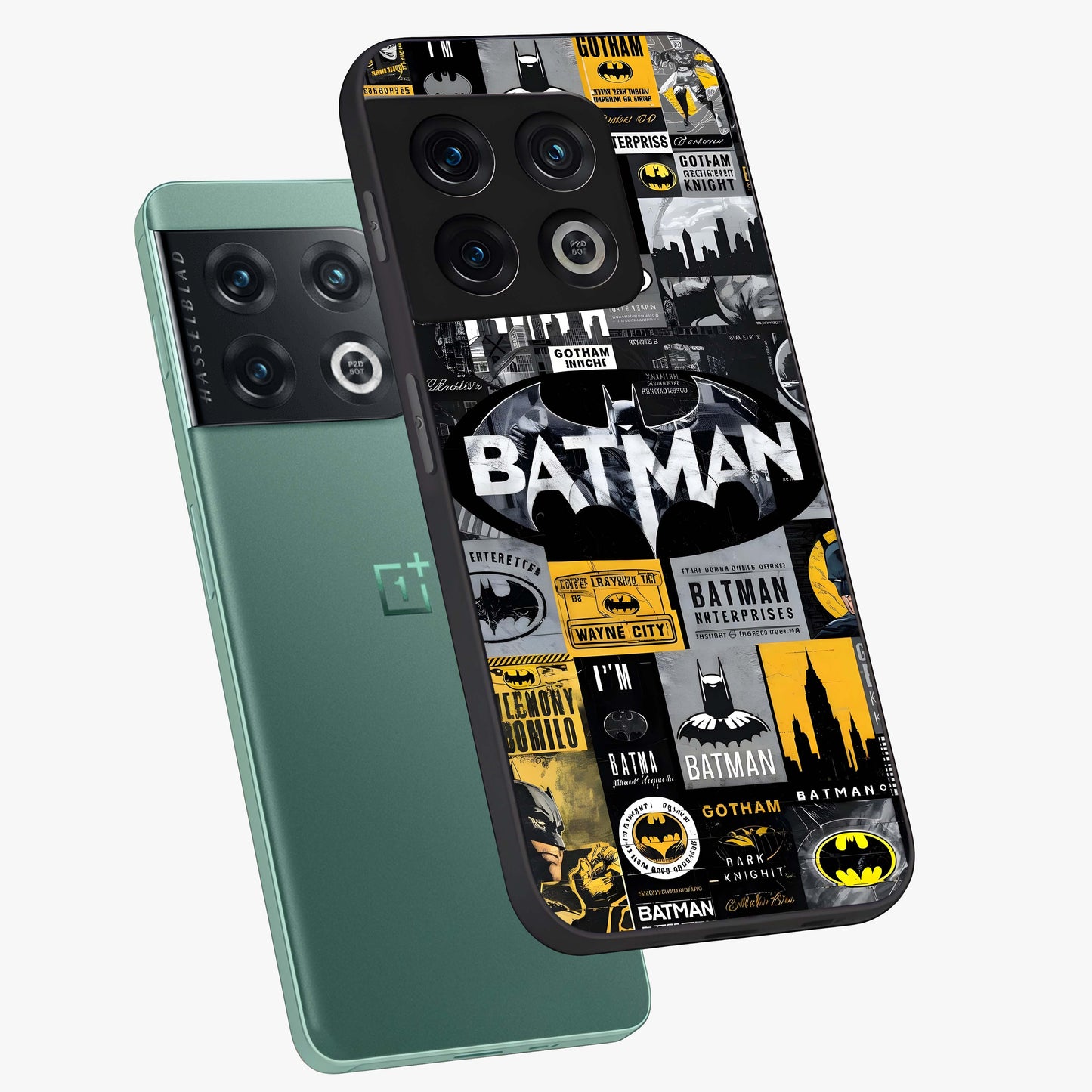 Knight Gotham Rise Glass Case displayed in angled mockup highlighting powerful knight silhouette design with dramatic aesthetic.
