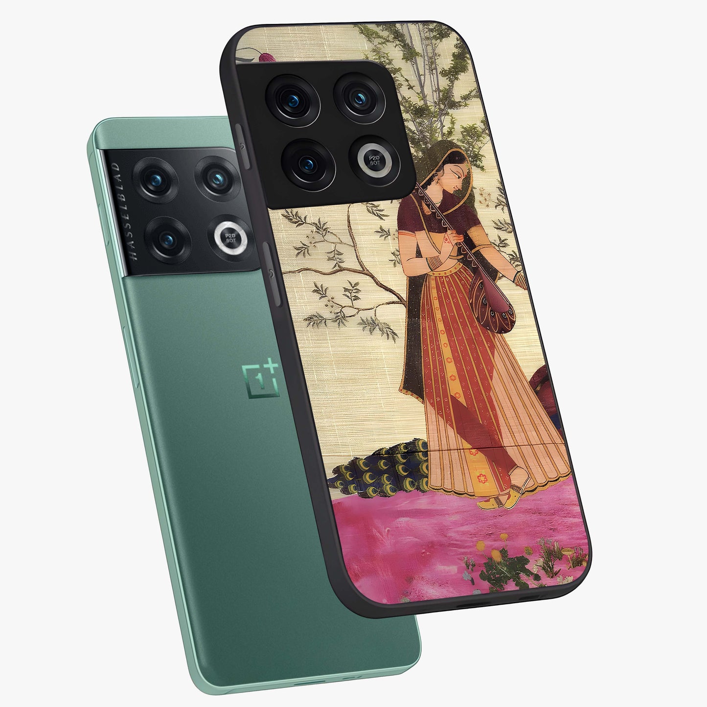 Lady With Veena Art Glass Case displayed in angled mockup highlighting graceful musical illustration with cultural artistic aesthetic.