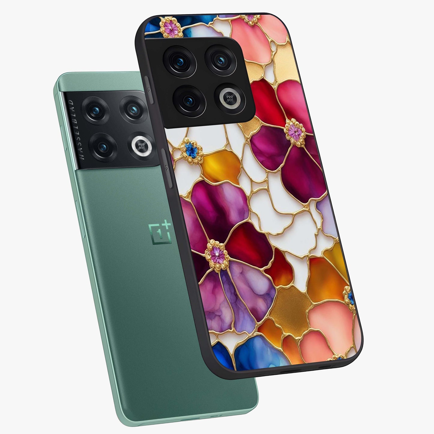 Marble Flower Pattern Glass Case displayed in angled mockup highlighting elegant marble floral design with modern aesthetic.