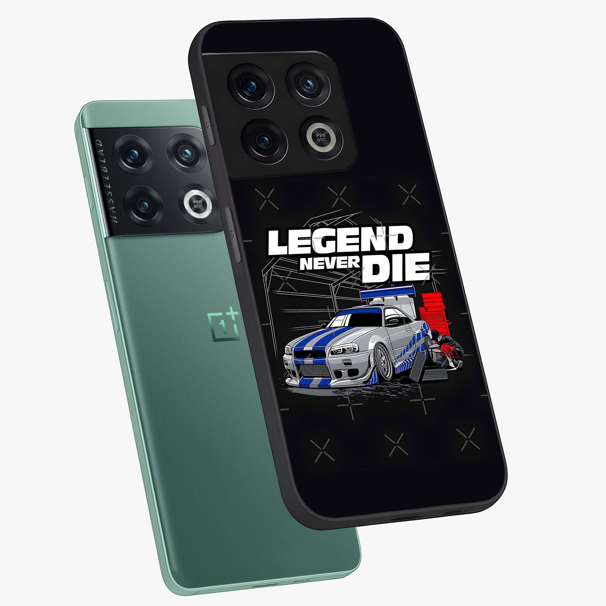 Midnight Racing Legacy Glass Case displayed in angled mockup highlighting dynamic automotive design with bold midnight aesthetic.
