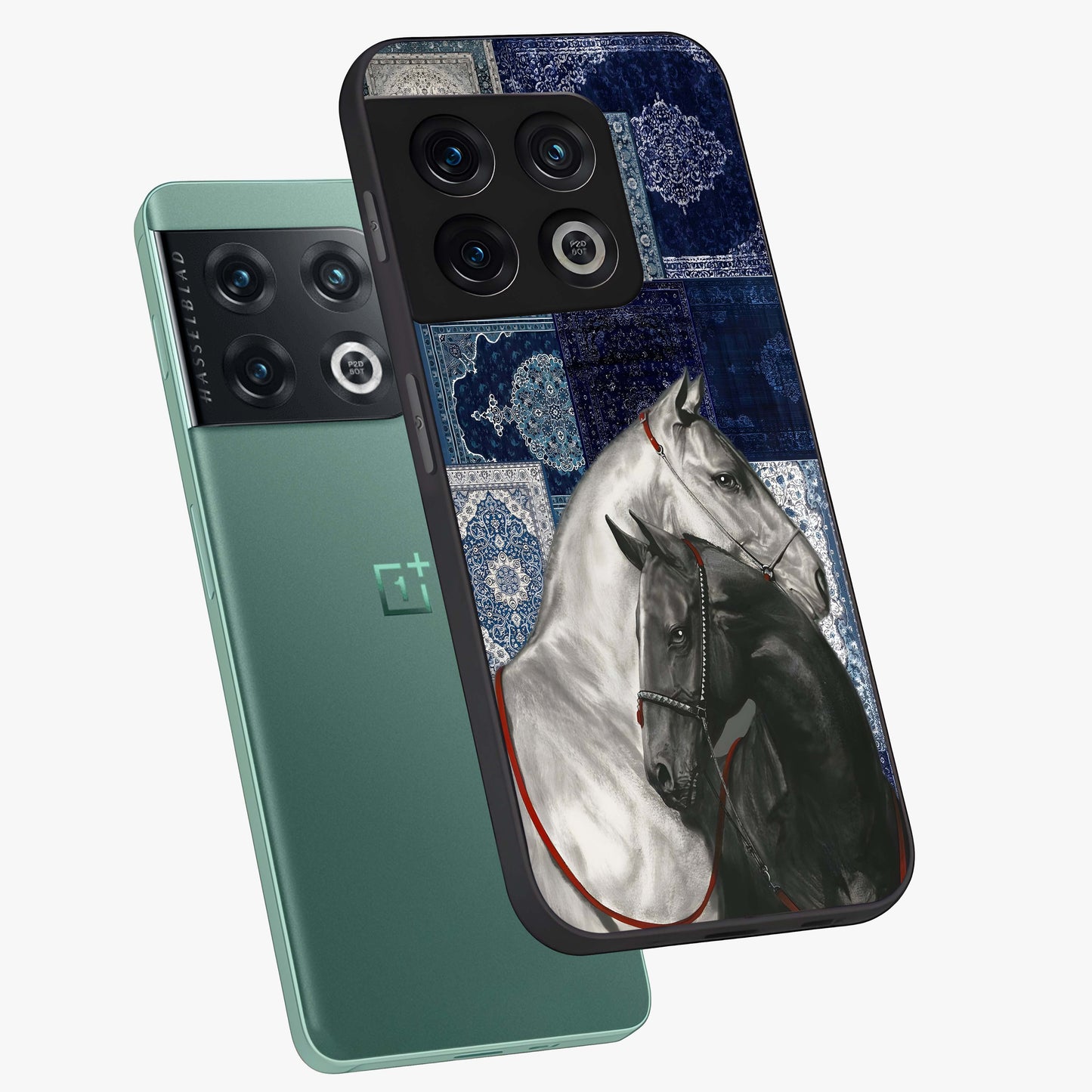 Midnight Stallion Blues Glass Case displayed in angled mockup highlighting powerful stallion illustration with deep midnight tones.