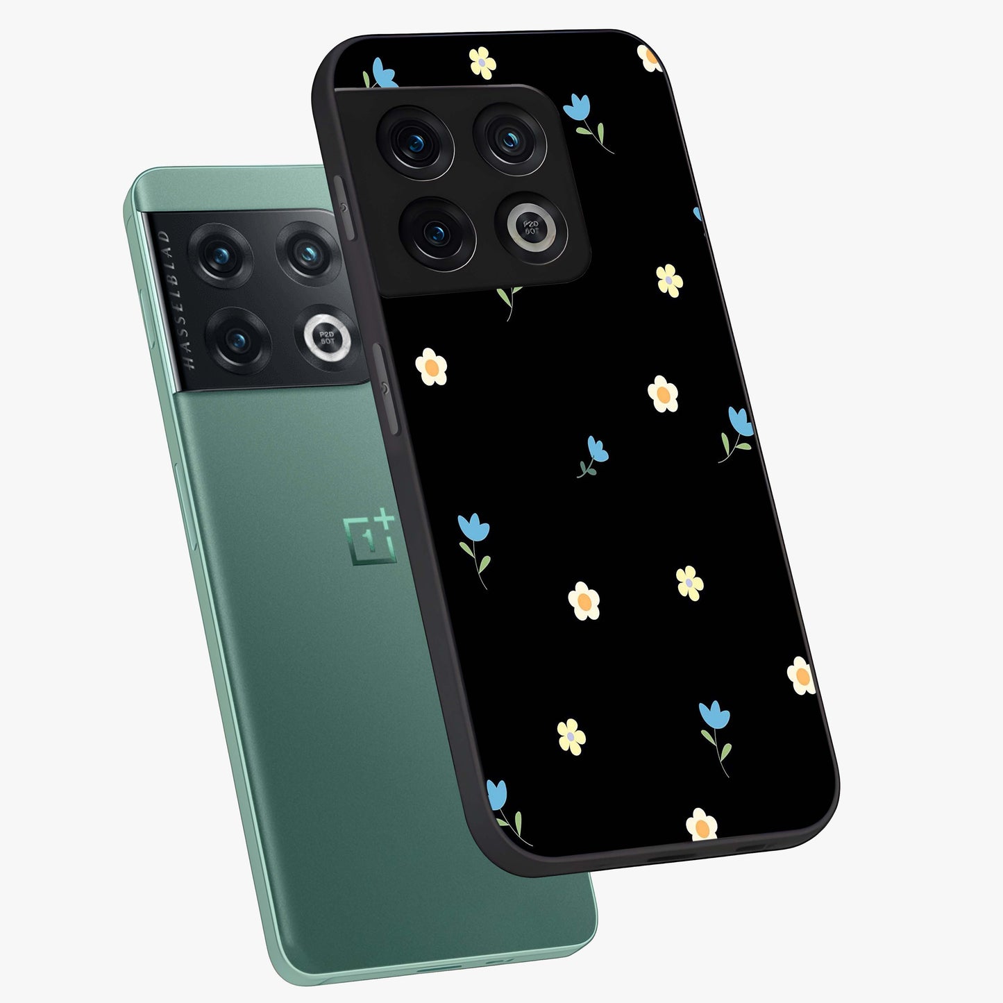 Minimal Petal Whispers Glass Case displayed in angled mockup highlighting delicate petal design with clean minimal aesthetic.