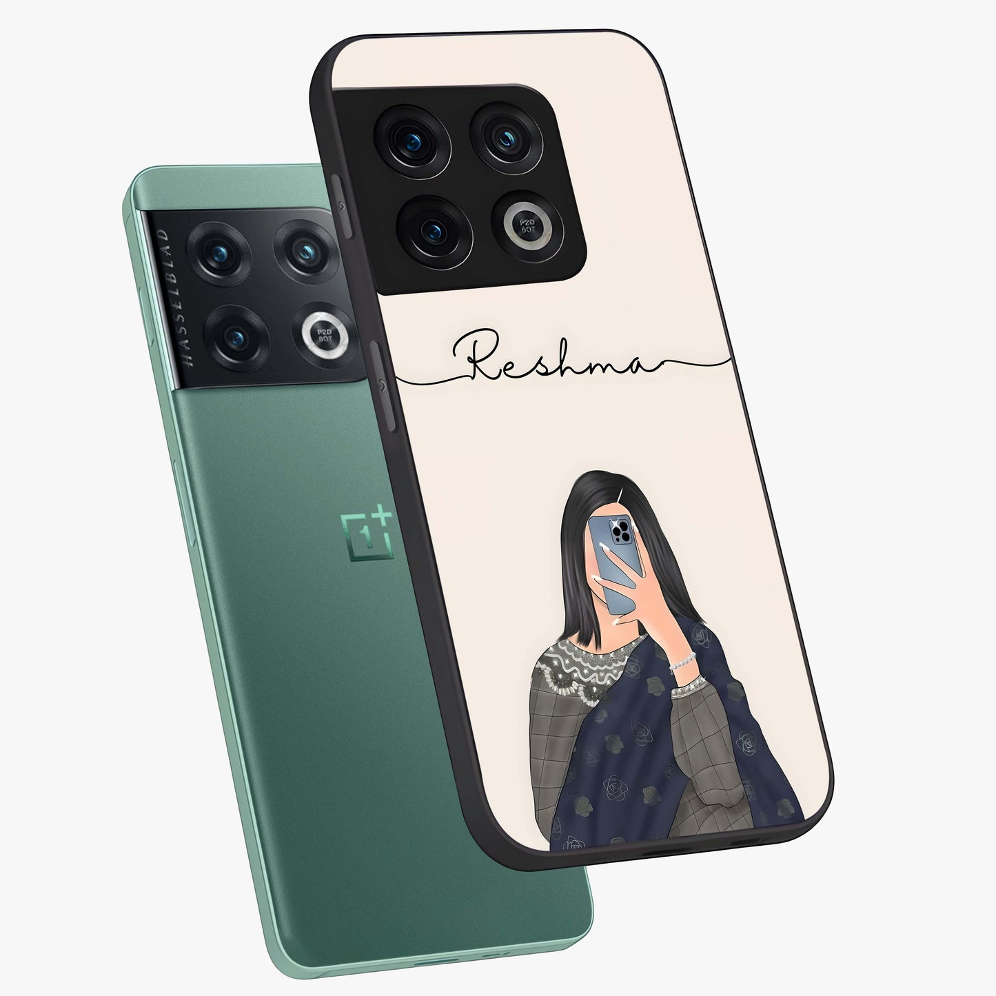 Mirror Mood Muse With Custom Name Glass Case displayed in angled mockup highlighting aesthetic mirror inspired design with custom name feature.