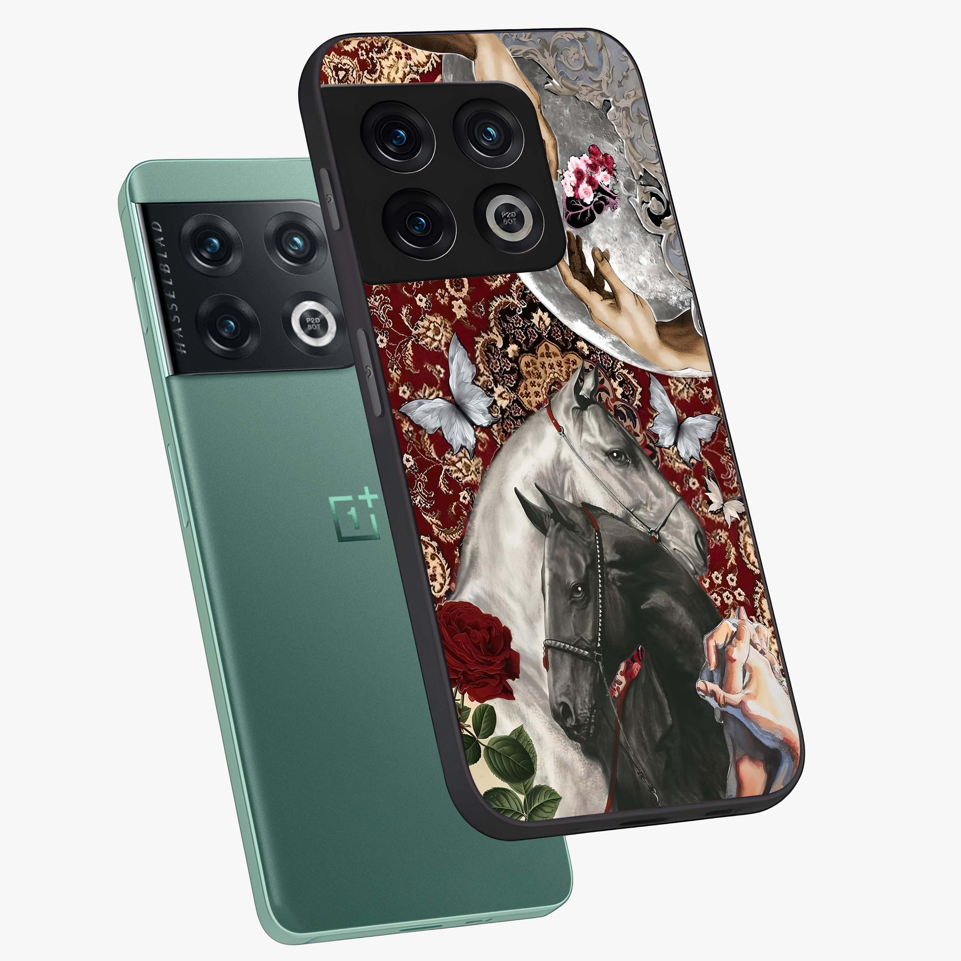 Moonlit Royal Stallion Glass Case displayed in angled mockup highlighting powerful stallion illustration with royal night aesthetic.