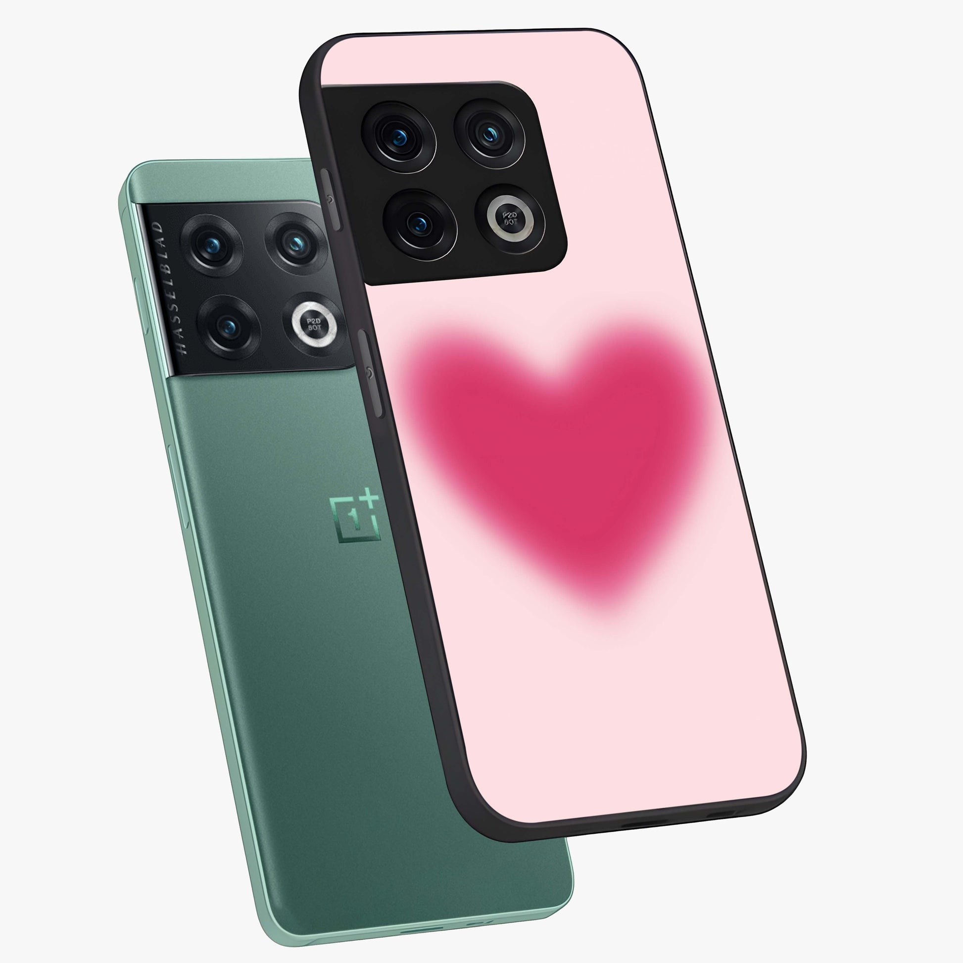 Pink Aura Heart Glass Case displayed in angled mockup highlighting vibrant pink heart design with dreamy aura aesthetic.