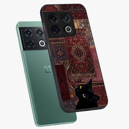 Regal Magic Cat Apple Glass Case displayed in angled mockup highlighting whimsical feline design with fantasy aesthetic.