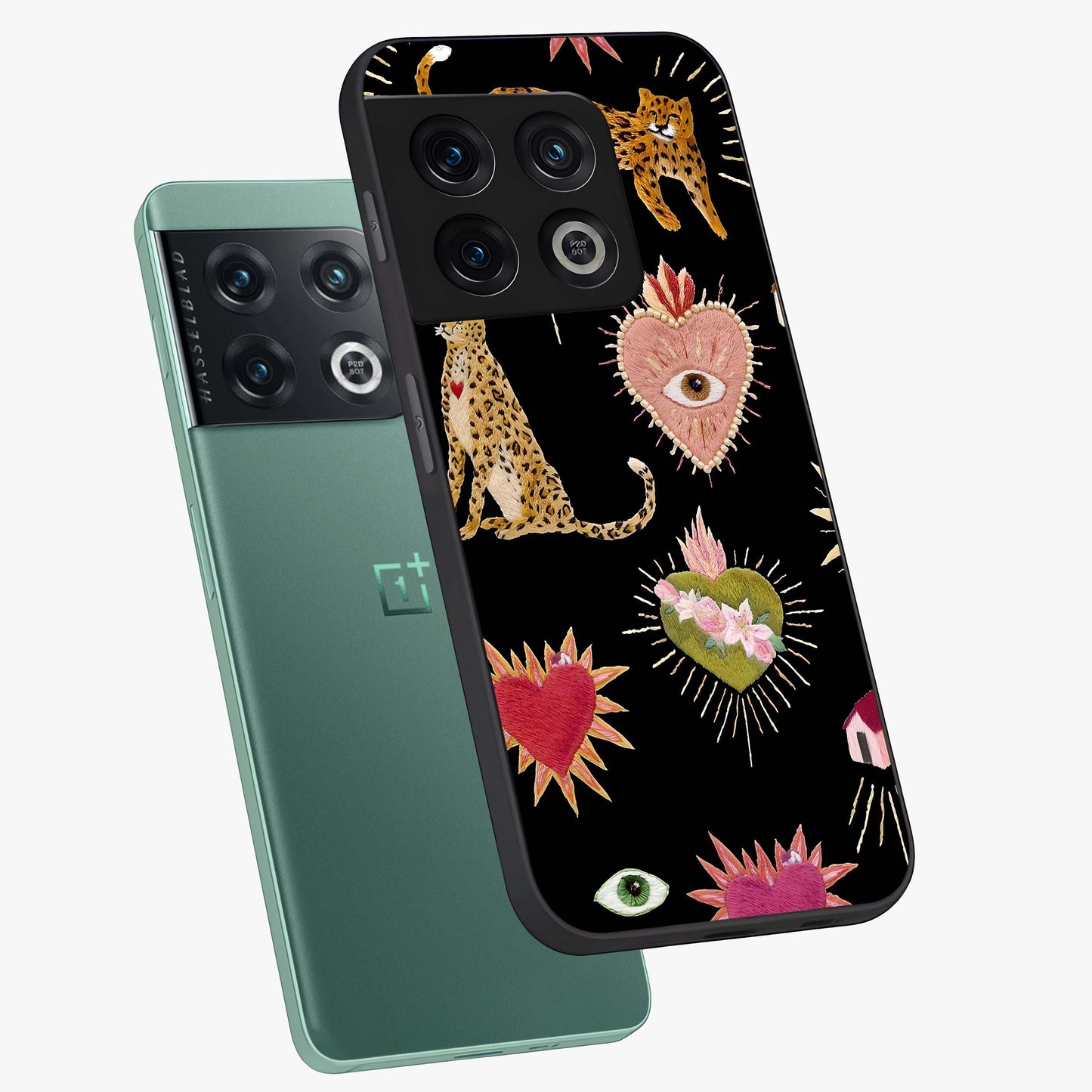 Sacred Jungle Heart Glass Case displayed in angled mockup highlighting lush tropical design with natural aesthetic style.