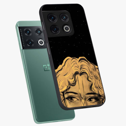 Shri Krishna Art Glass Case displayed in angled mockup highlighting spiritual Krishna illustration with divine aesthetic.
