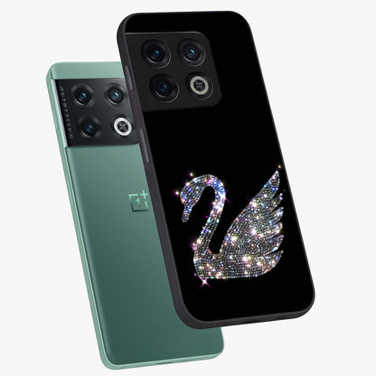 Starlit Swan Grace Glass Case displayed in angled mockup highlighting elegant swan illustration with dreamy celestial aesthetic.