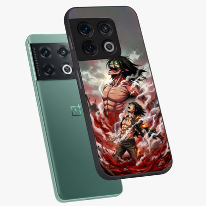 Titan Awakening Fury Glass Case displayed in angled mockup highlighting dramatic giant warrior design with bold anime aesthetic.
