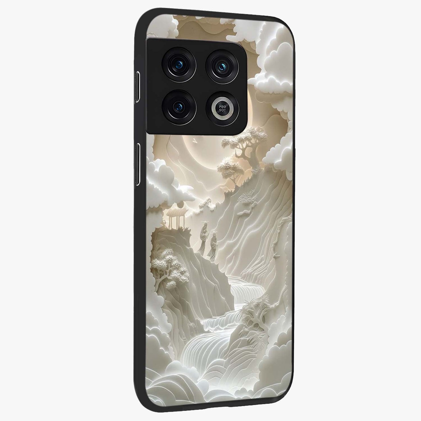 Celestial Origami Glass Case upright view showcasing creative origami artwork with modern celestial style.