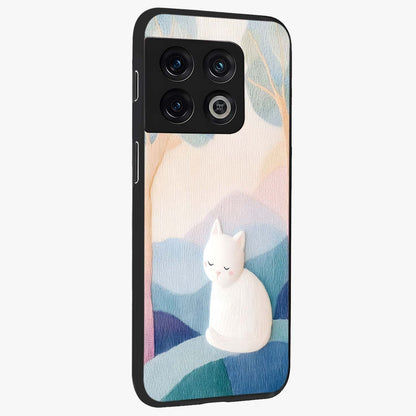 Cotton Dream Cat Glass Case upright view showcasing charming cat artwork with cozy dreamy theme.