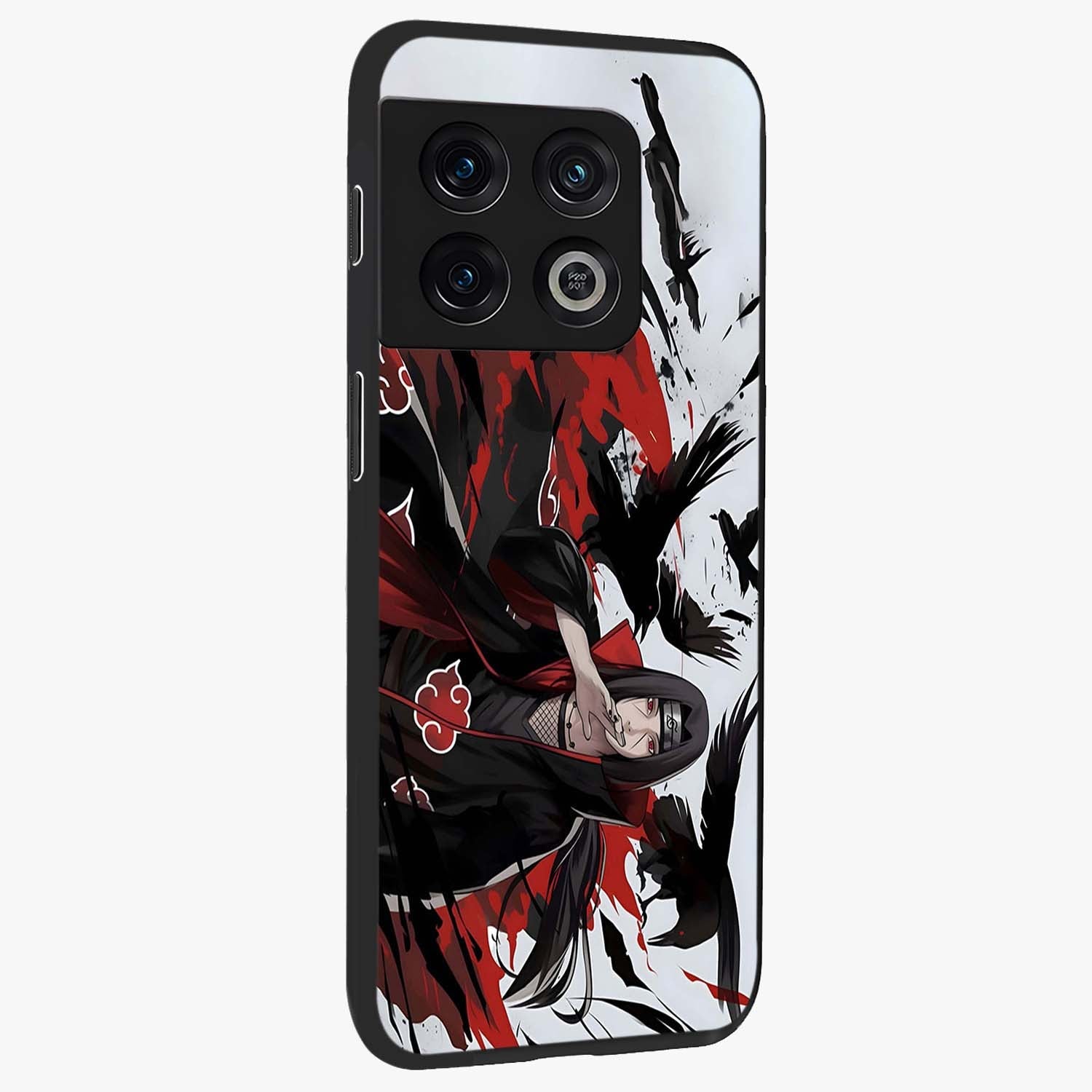 Crimson Crow Illusion Glass Case upright view showcasing striking crow illusion artwork with intense crimson theme.