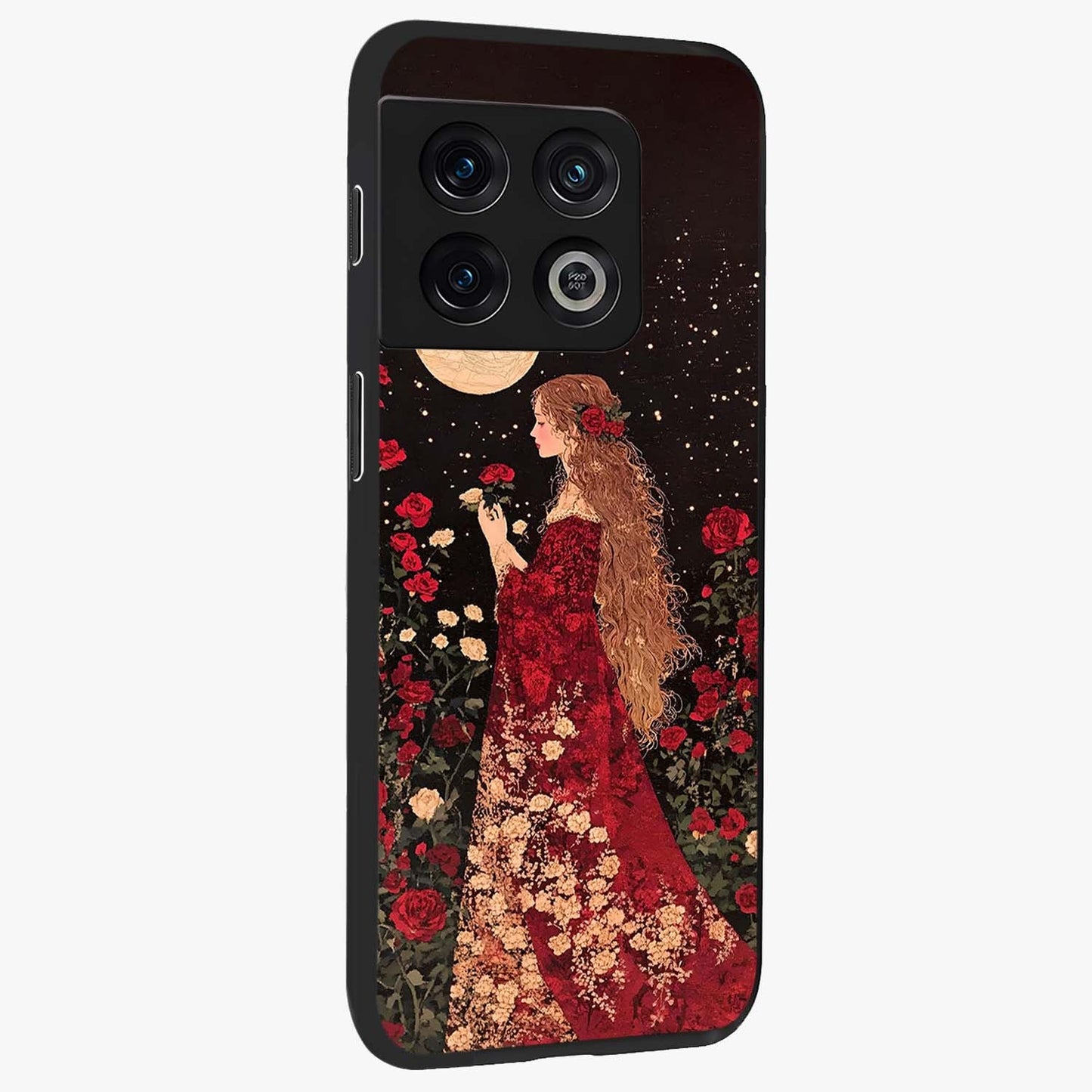 Crimson Dreams Glass Case upright view showcasing dreamy red toned artwork with modern aesthetic style.