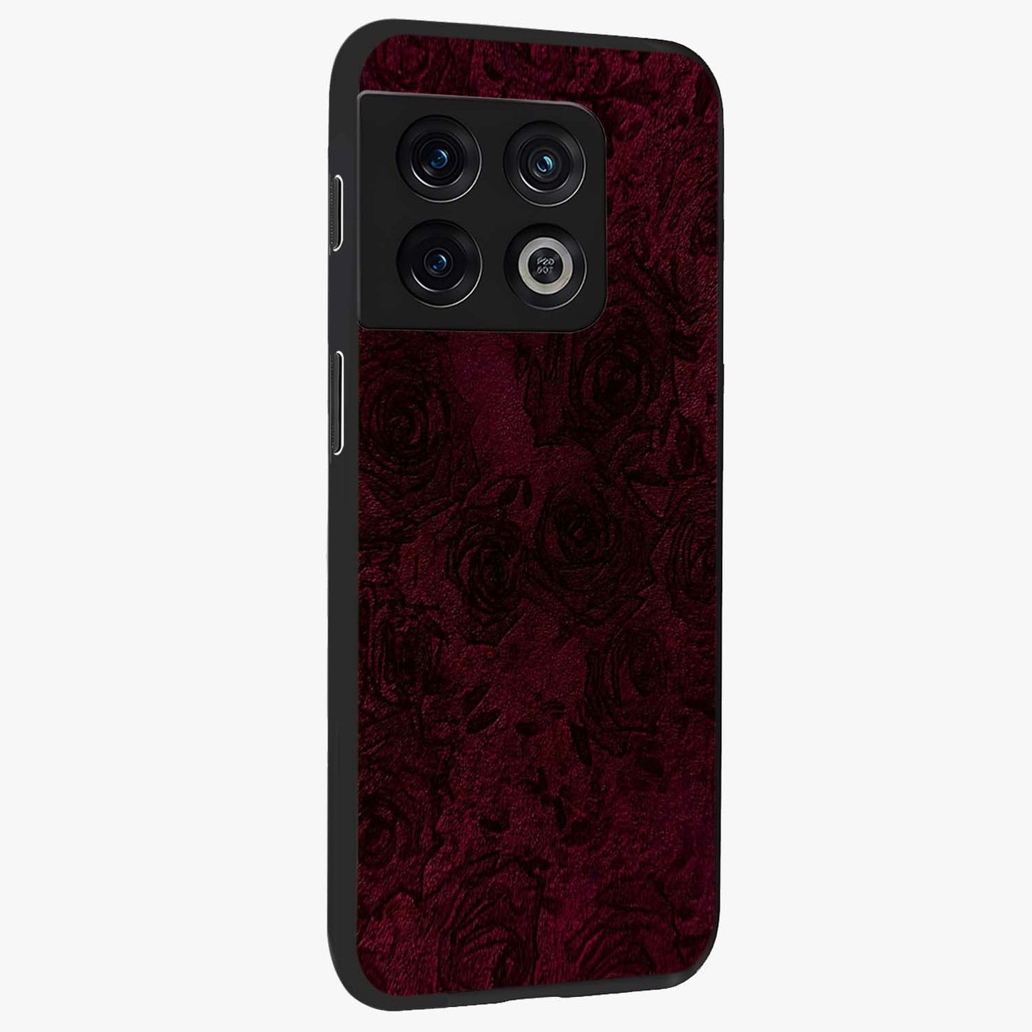 Crimson Fade Flow Glass Case upright view showcasing dynamic crimson flow artwork with stylish abstract theme.