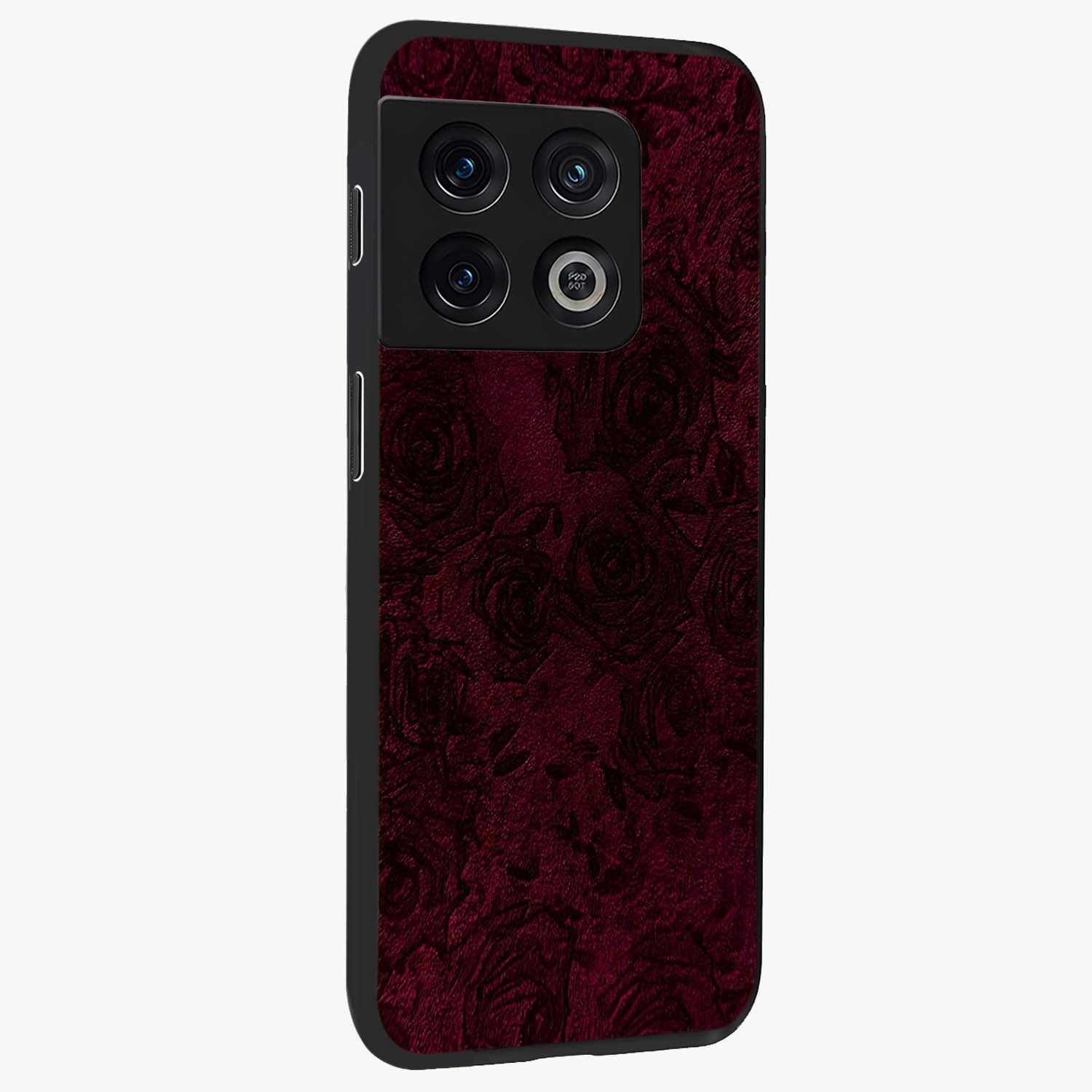 Crimson Fade Flow Glass Case upright view showcasing dynamic crimson flow artwork with stylish abstract theme.
