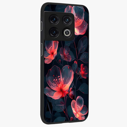 Dark Shade of Flower Glass Case upright view showcasing delicate flower artwork with rich dark floral theme.
