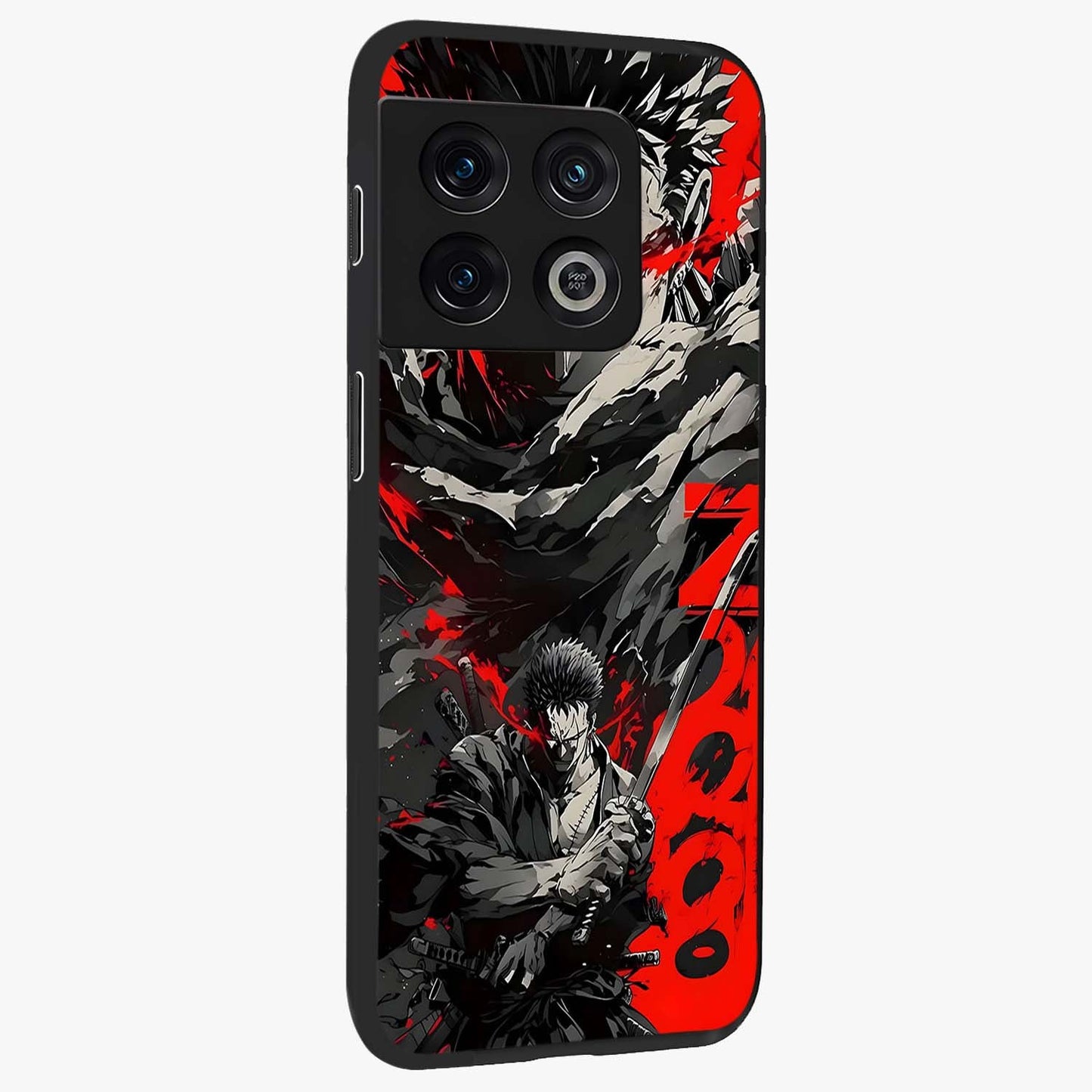 Demon Sword Resolve Glass Case upright view showcasing dramatic warrior artwork with intense battle theme.