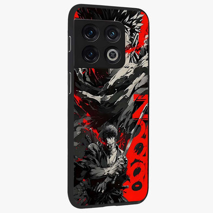Demon Sword Resolve Glass Case upright view showcasing dramatic warrior artwork with intense battle theme.