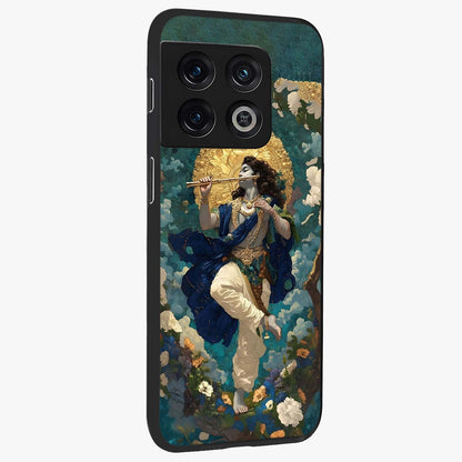 Divine Krishna Art Glass Case upright view showcasing divine Krishna artwork with sacred artistic theme.