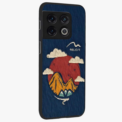 Dream Beyond Mountains Glass Case upright view showcasing beautiful mountain scenery with inspirational nature theme.