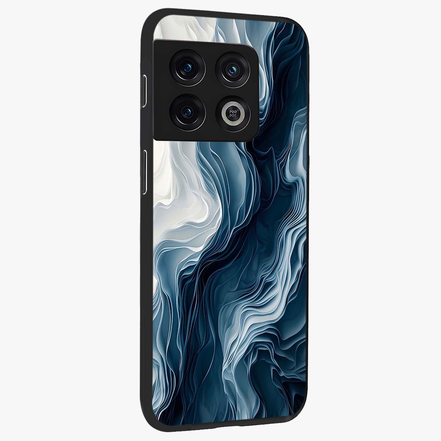Ethereal Paper Marble Glass Case upright view showcasing smooth marble artwork with refined minimalist theme.