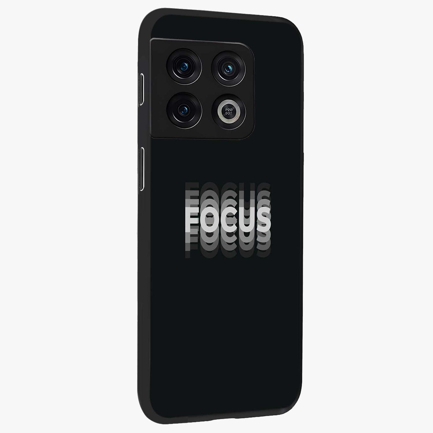 Focused Blade Discipline Glass Case upright view showcasing strong typography statement with sleek motivational theme.
