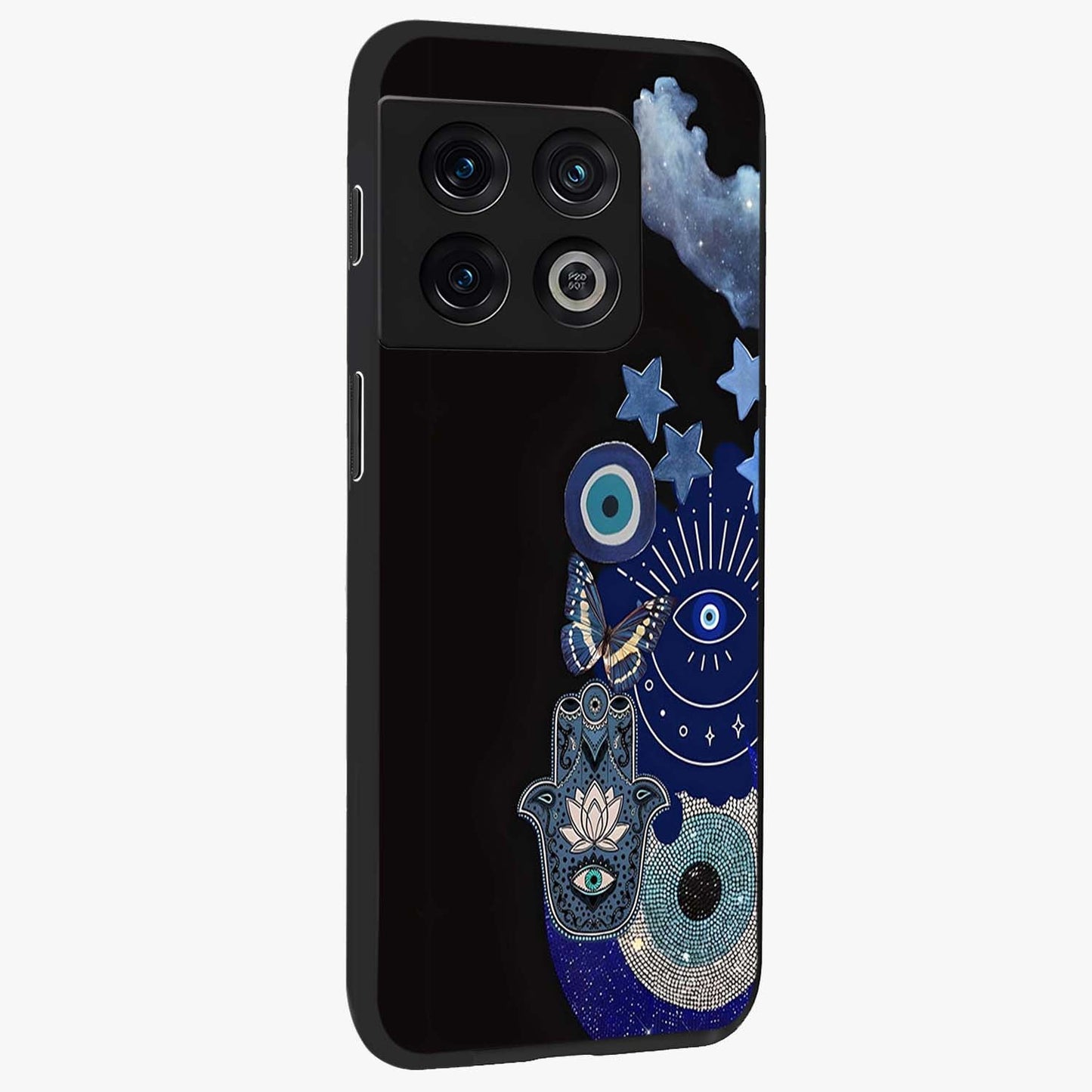 Galactic Charm Cluster Glass Case upright view showcasing glowing cosmic charm artwork with magical celestial style.