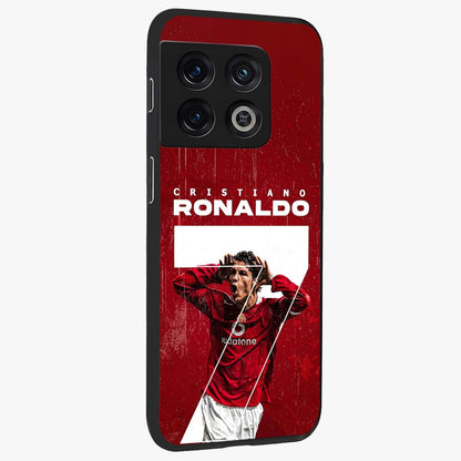 Goal Celebration Legacy Glass Case upright view showcasing dynamic football inspired artwork with victory celebration aesthetic.