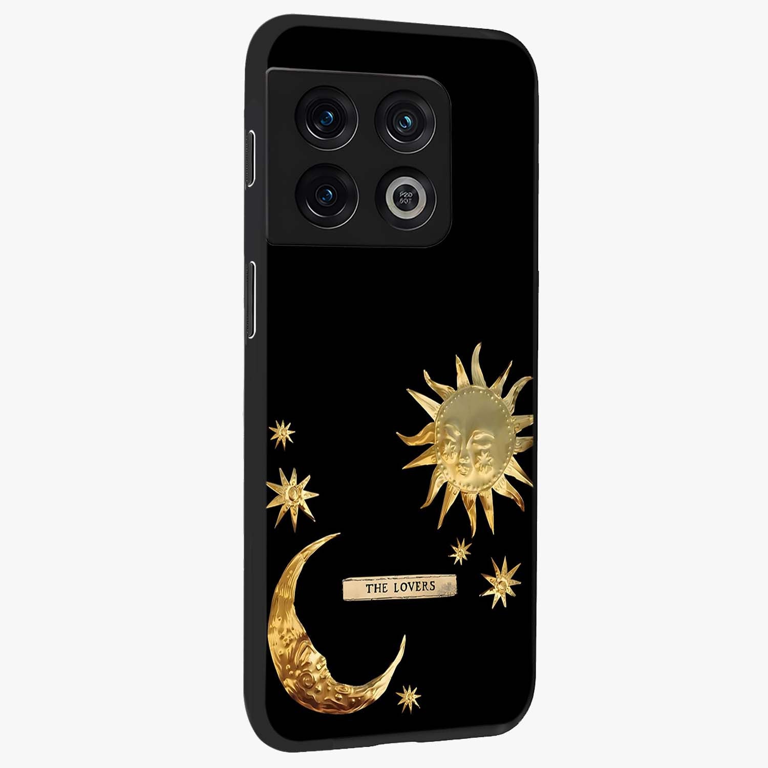 Gold Sun Blush Glass Case upright view showcasing glowing sun artwork with elegant celestial theme.