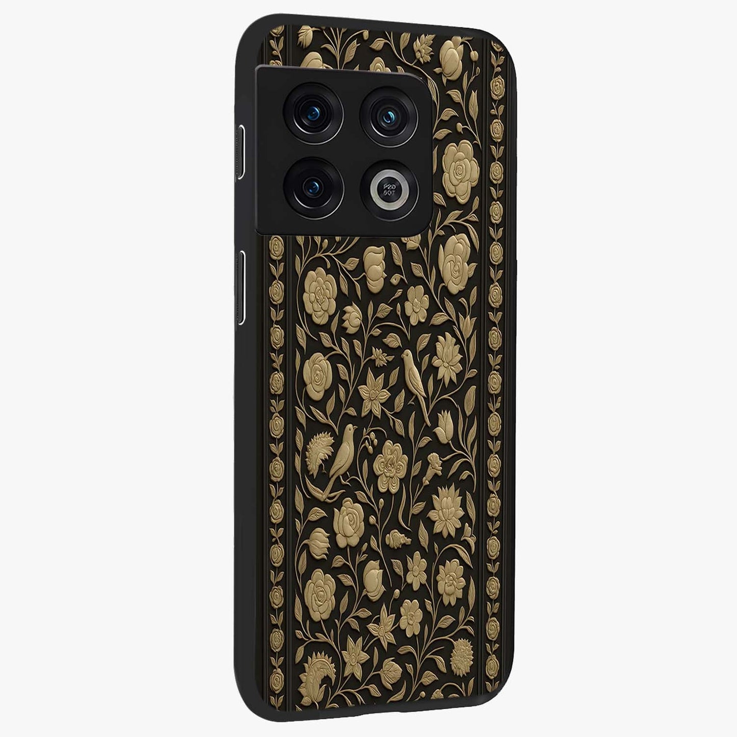 Golden Evil Eye Mandala Glass Case upright view showcasing decorative evil eye mandala artwork with spiritual aesthetic style.