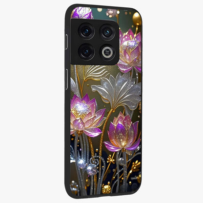Golden Floral Majesty Glass Case upright view showcasing majestic floral artwork with rich decorative theme.