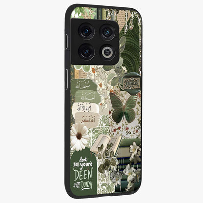 Green Islamic Books Quotes Glass Case upright view showcasing meaningful Islamic quote artwork with calm spiritual theme.