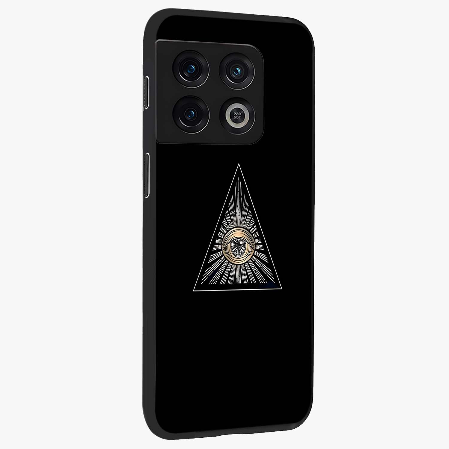 Illuminati Evil Glass Case upright view showcasing striking illuminati artwork with mysterious symbolic theme.