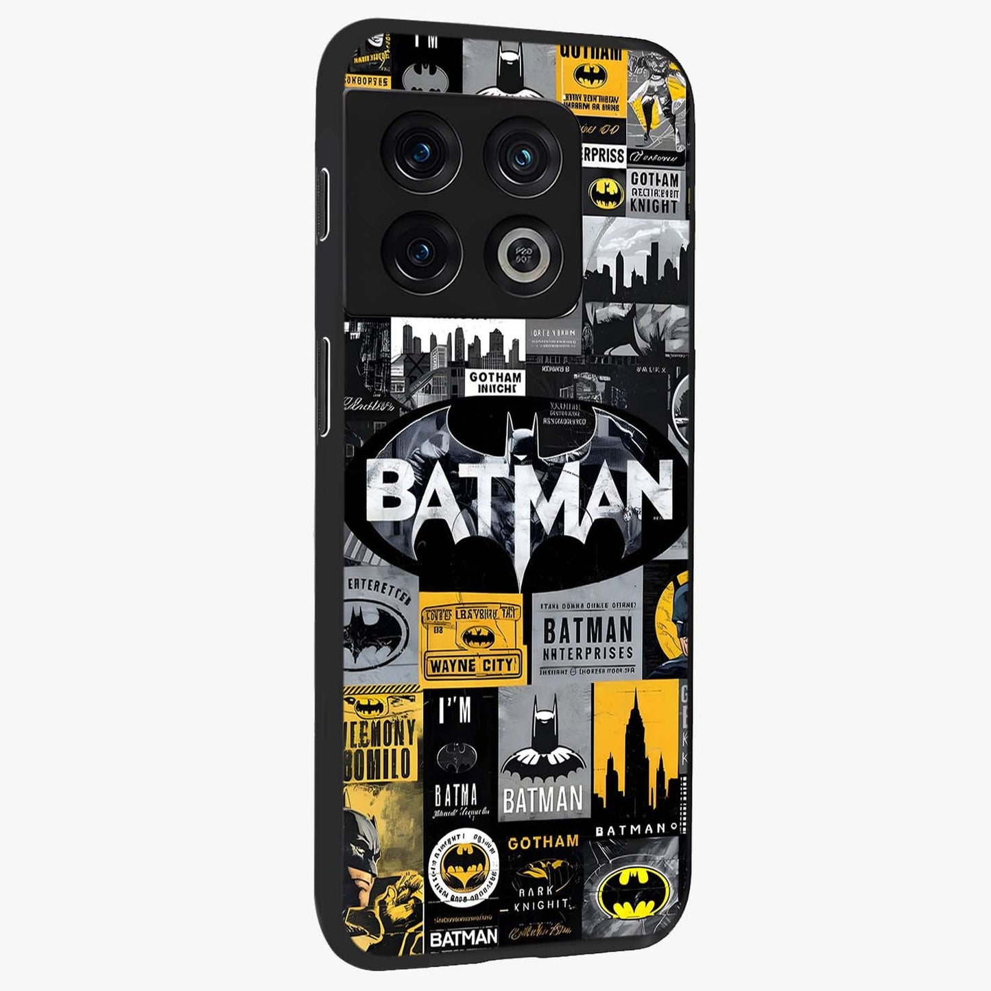 Knight Gotham Rise Glass Case upright view showcasing bold vigilante themed artwork with gothic city vibe.