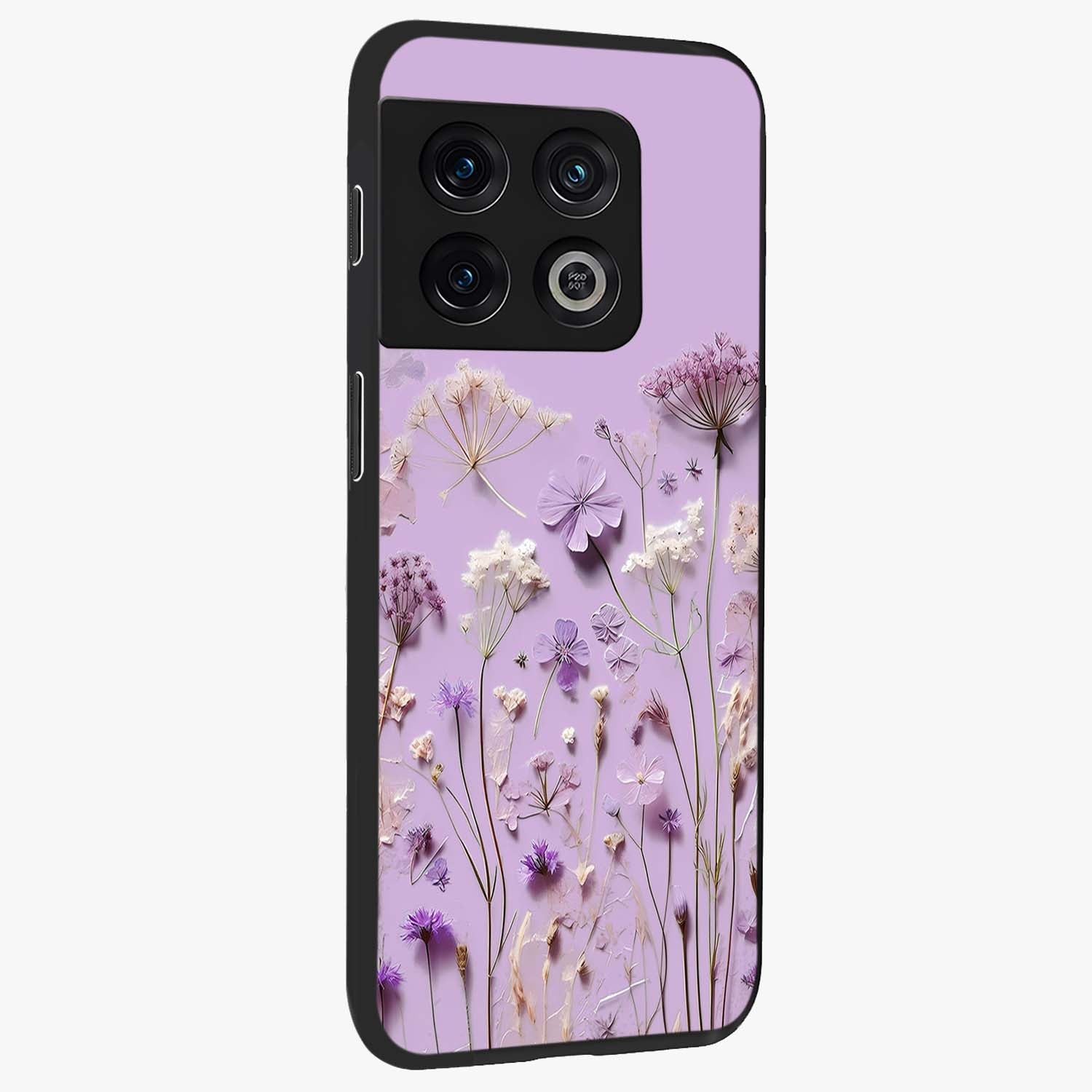 Lavender Blossom Dream Glass Case upright view showcasing delicate lavender blossom artwork with peaceful floral theme.