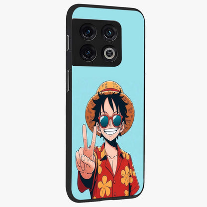 Luffy Summer Anime Vibe Glass Case upright view showcasing dynamic anime artwork with bright adventurous theme.