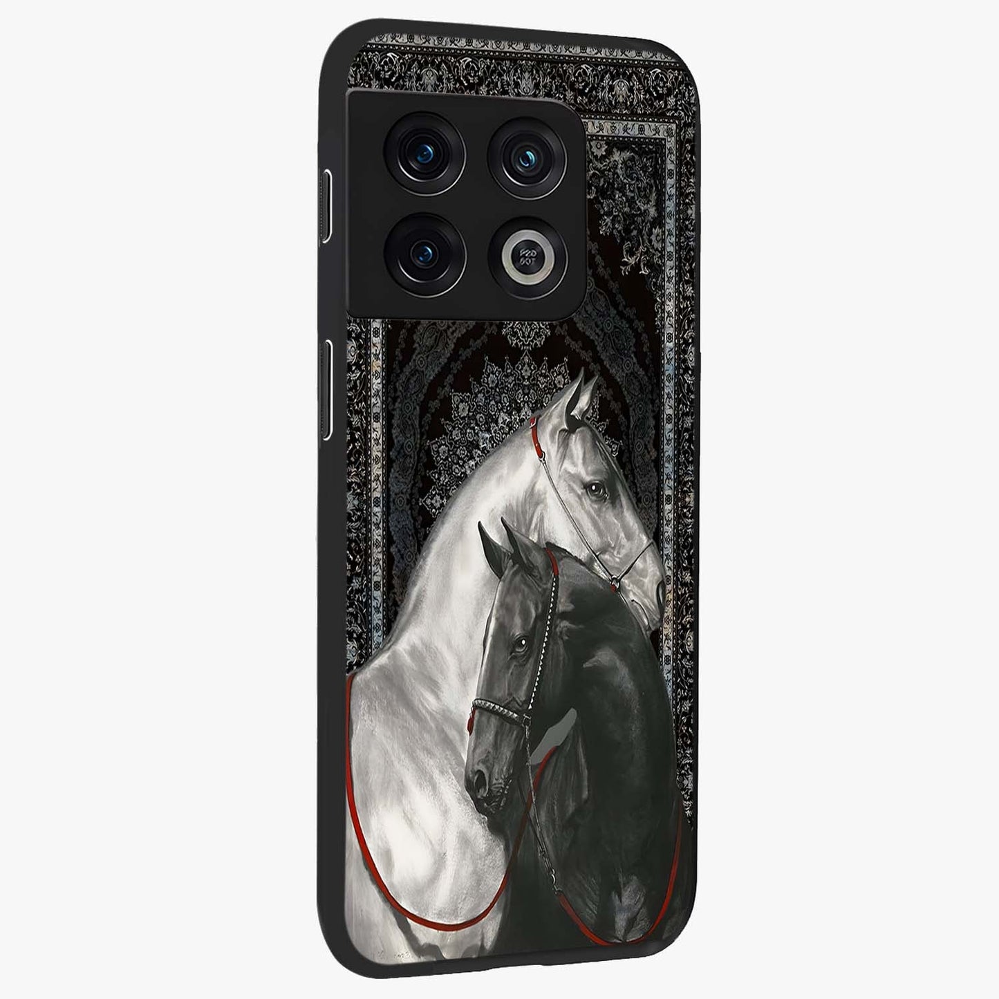 Majestic Ride Legacy Glass Case upright view showcasing dynamic ride inspired artwork with modern automotive theme.