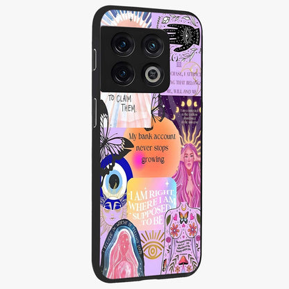 Manifestation Collage Glass Case upright view showcasing artistic manifestation themed artwork with creative style.