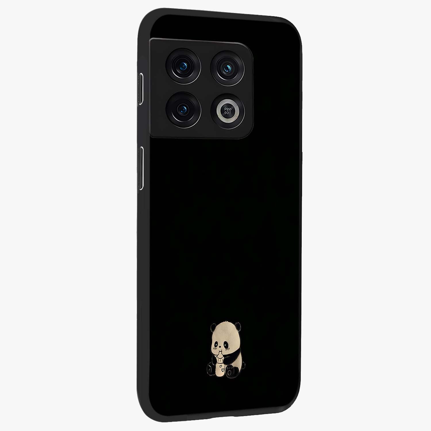 Midnight Panda Love Glass Case upright view showcasing charming panda artwork with playful romantic theme.