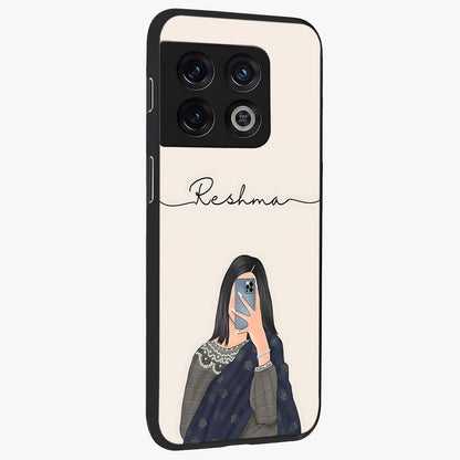Mirror Mood Muse With Custom Name Glass Case upright view showcasing artistic mirror themed artwork with personalized aesthetic.